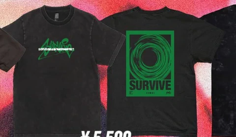 緑サークルプリントTシャツ