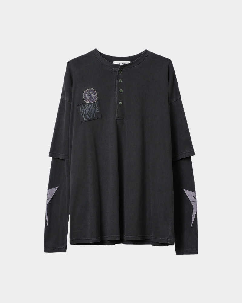 LEGACY ZOMBIE LABO Fake Layered Henley Neck Shirt