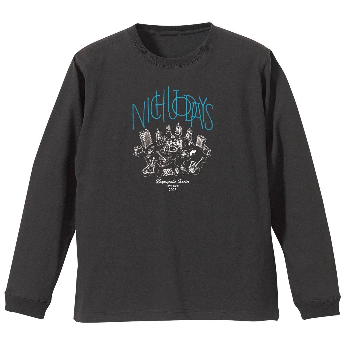 日常Days ロングスリーブTシャツ 黒猫を添えて
